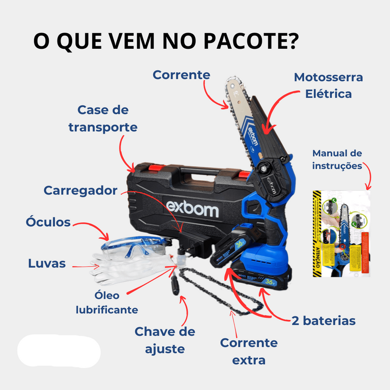 NOVA Motosserra Elétrica a Bateria + BRINDES