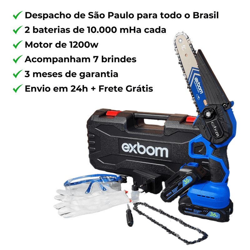 NOVA Motosserra Elétrica a Bateria + BRINDES